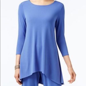 Alfani Petite Large blue shirt with hankie hem